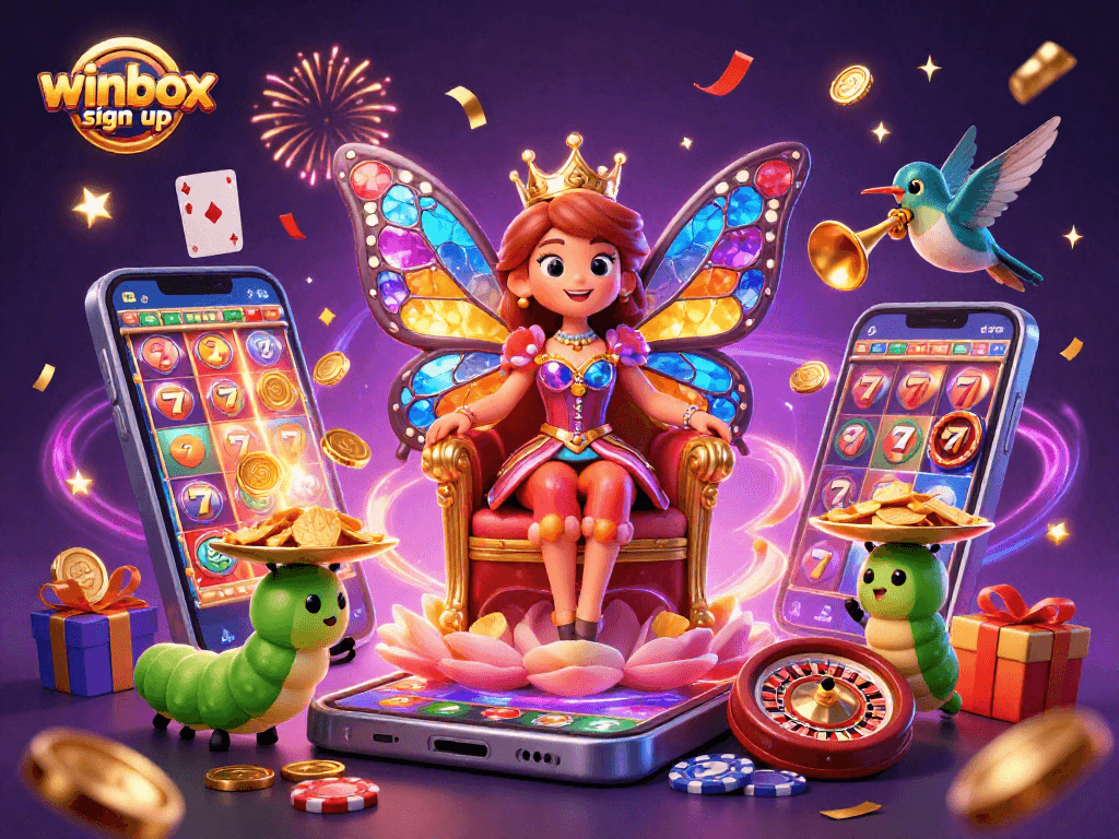 Join in the winbox sign up excitement with vibrant casino elements and magical characters!