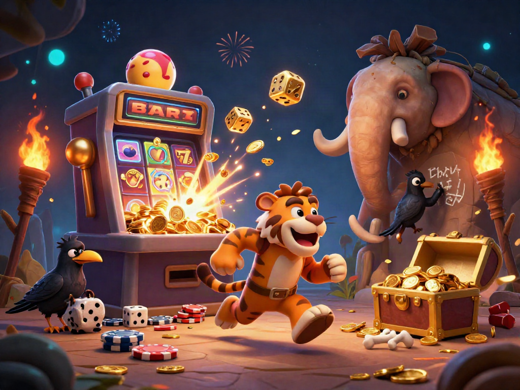 Experience the thrilling world of tài xỉu online uy tín with vibrant characters in a dynamic casino scene.