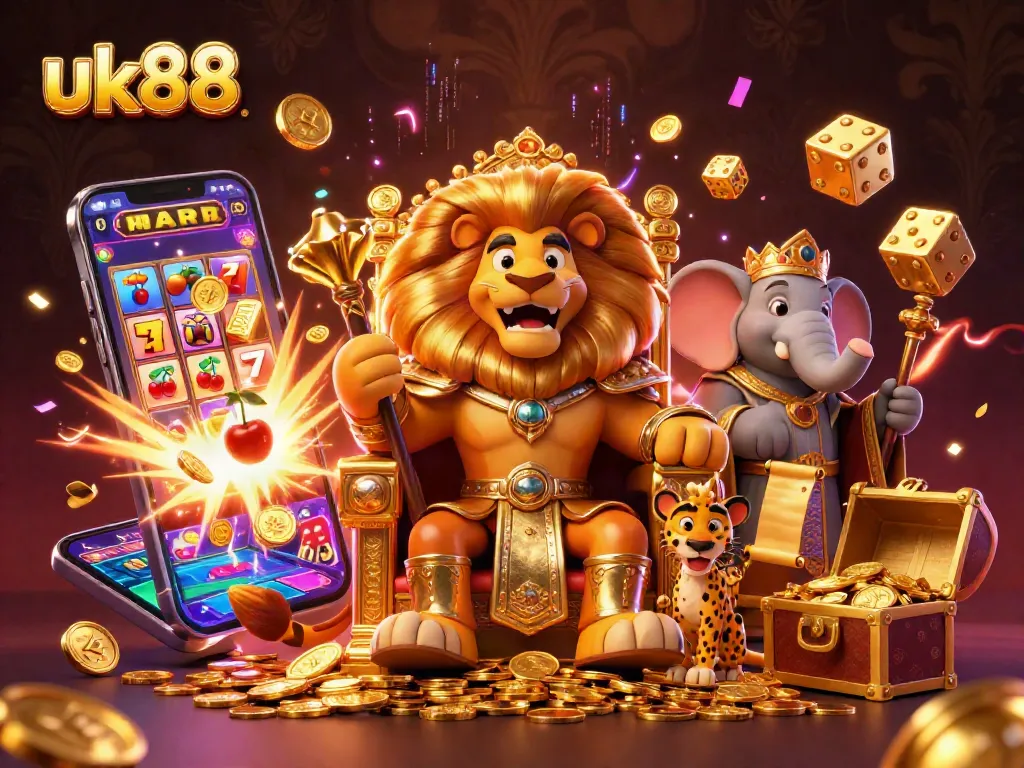 Engage with uk88 for thrilling casino action amidst vibrant 3D illustrations.