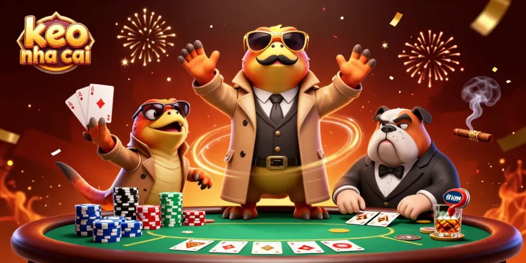 Engage with keo nha cai strategies in this vibrant casino scene filled with poker elements and excitement.