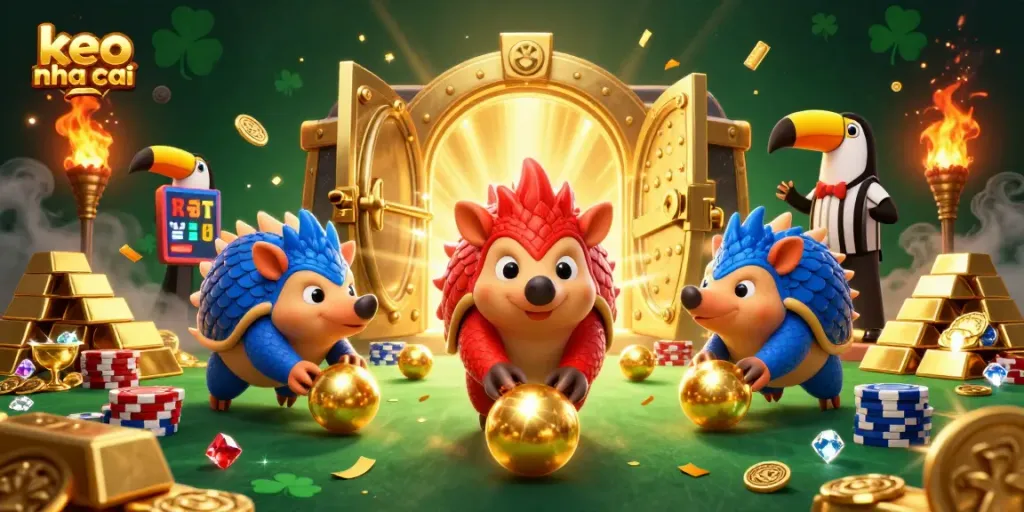 Roll with keo nha cai as rival pangolins tackle poker chips in a vibrant casino scene.