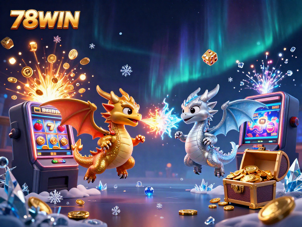 Experience the thrill of 78WIN with dynamic dragons and a vibrant casino explosion.