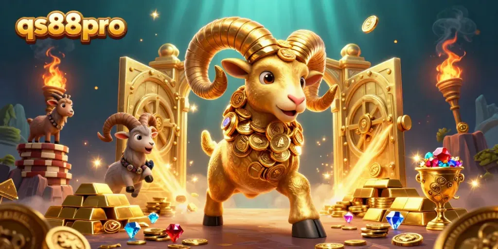 Play slots and win big with qs88pro's 3D casino art showcasing excitement and riches.