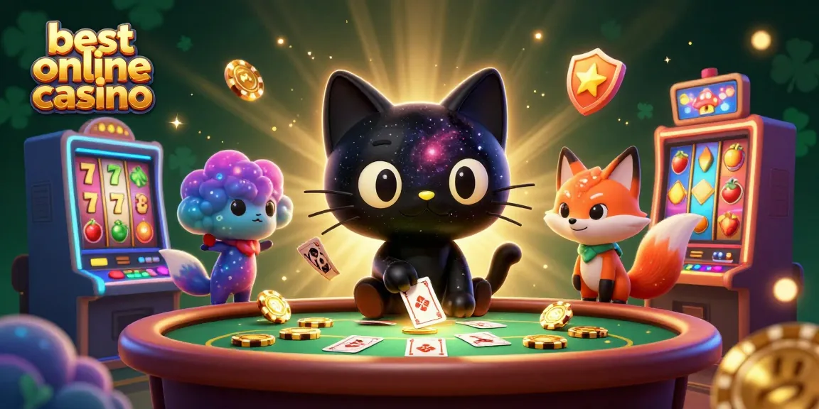 Immerse yourself in the best online casino experience with a cosmic scene featuring a black hole cat and a nebula fox.