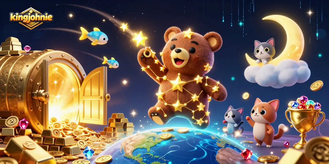 Engage with kingjohnnie's thrilling casino experience featuring a vibrant cosmic scene.